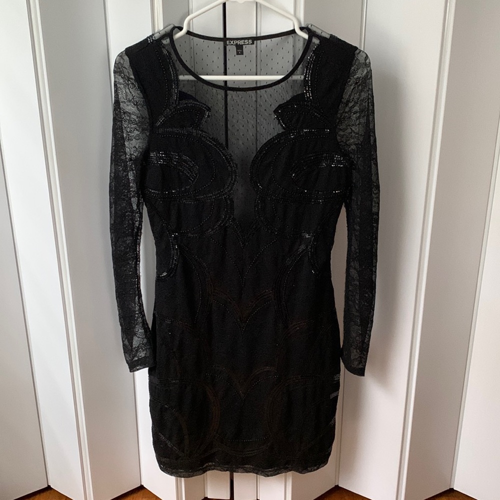 Black lace and sequin dress